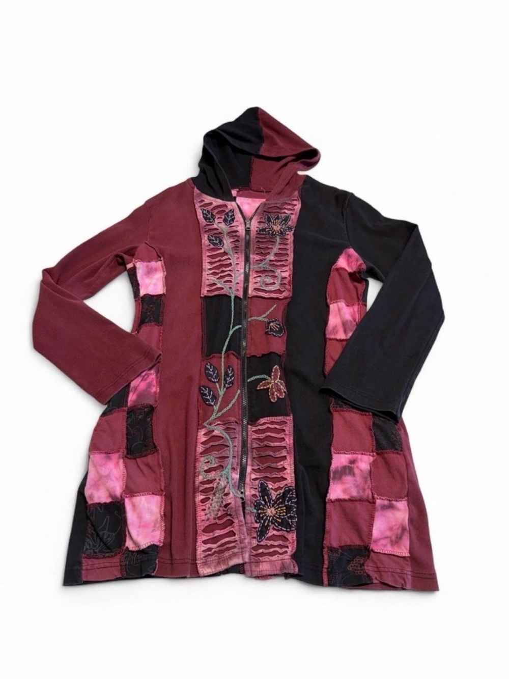 Vintage Y2K Boho Patchwork Tunic Sweatshirt Women’s Large Hippie Festival Floral